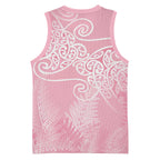 Aotearoa Maori Koru Curves Basketball Jersey Silver Ferns - Rose Pink