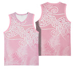 Aotearoa Maori Koru Curves Basketball Jersey Silver Ferns - Rose Pink