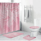 Aotearoa Maori Koru Curves Bathroom Set Silver Ferns - Rose Pink