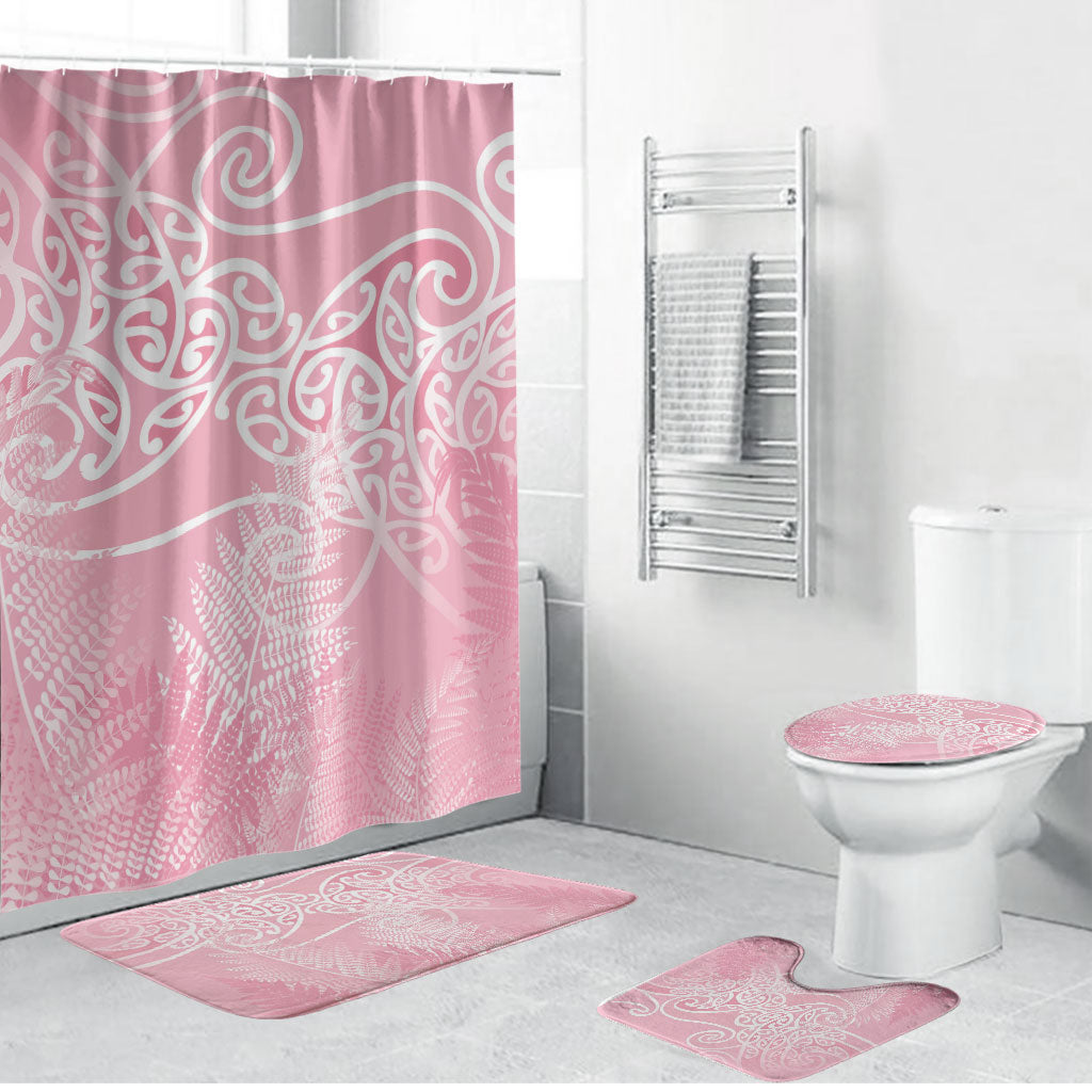 Aotearoa Maori Koru Curves Bathroom Set Silver Ferns - Rose Pink