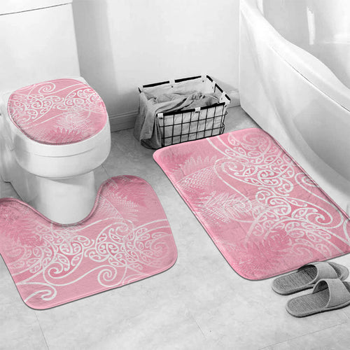 Aotearoa Maori Koru Curves Bathroom Set Silver Ferns - Rose Pink