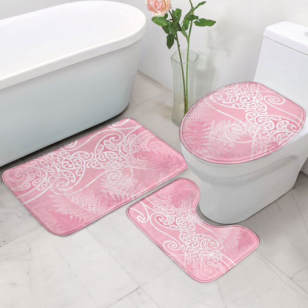 Aotearoa Maori Koru Curves Bathroom Set Silver Ferns - Rose Pink