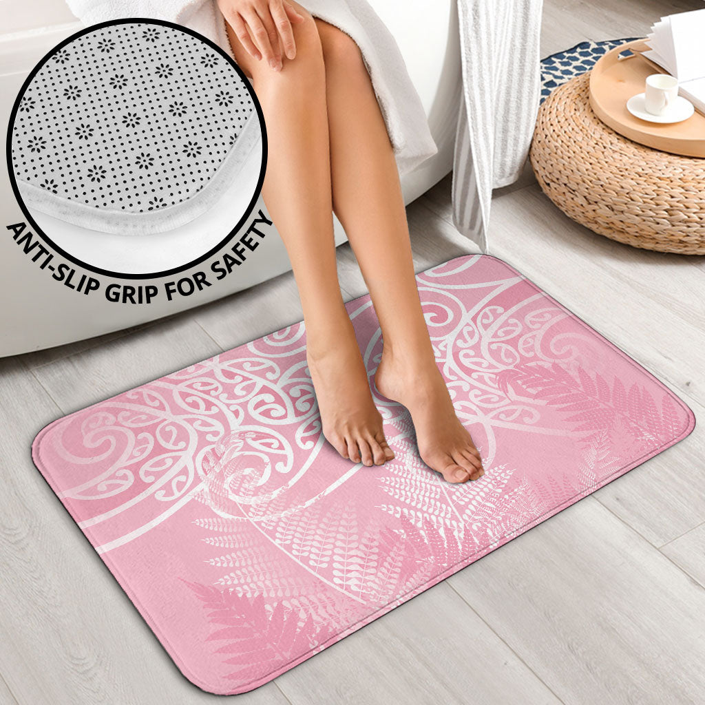 Aotearoa Maori Koru Curves Bathroom Set Silver Ferns - Rose Pink