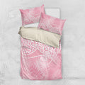 Aotearoa Maori Koru Curves Bedding Set Silver Ferns - Rose Pink