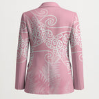 Aotearoa Maori Koru Curves Blazer Silver Ferns - Rose Pink