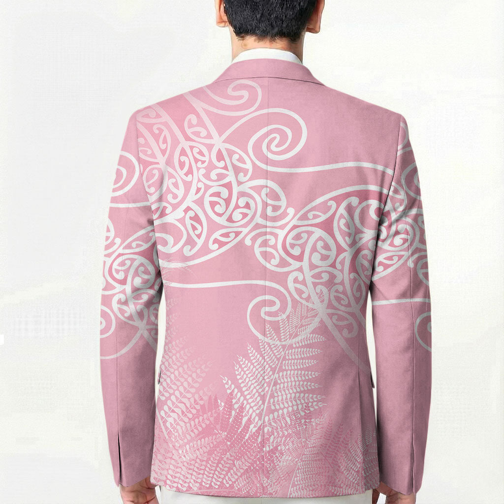 Aotearoa Maori Koru Curves Blazer Silver Ferns - Rose Pink