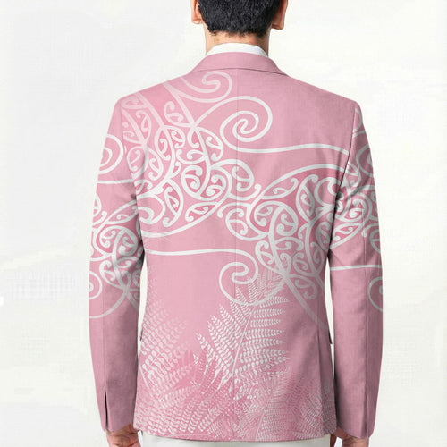 Aotearoa Maori Koru Curves Blazer Silver Ferns - Rose Pink