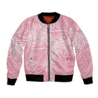 Aotearoa Maori Koru Curves Bomber Jacket Silver Ferns - Rose Pink