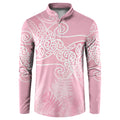 Aotearoa Maori Koru Curves Button Sweatshirt Silver Ferns - Rose Pink