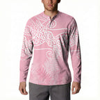 Aotearoa Maori Koru Curves Button Sweatshirt Silver Ferns - Rose Pink