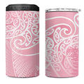Aotearoa Maori Koru Curves 4 in 1 Can Cooler Tumbler Silver Ferns - Rose Pink