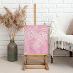 Aotearoa Maori Koru Curves Canvas Wall Art Silver Ferns - Rose Pink