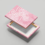 Aotearoa Maori Koru Curves Canvas Wall Art Silver Ferns - Rose Pink