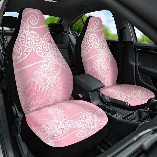 Aotearoa Maori Koru Curves Car Seat Cover Silver Ferns - Rose Pink
