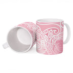 Aotearoa Maori Koru Curves Ceramic Mug Silver Ferns - Rose Pink