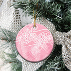 Aotearoa Maori Koru Curves Ceramic Ornament Silver Ferns - Rose Pink