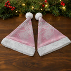 Aotearoa Maori Koru Curves Christmas Santa Hat Silver Ferns - Rose Pink