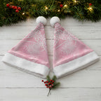 Aotearoa Maori Koru Curves Christmas Santa Hat Silver Ferns - Rose Pink