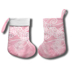 Aotearoa Maori Koru Curves Christmas Stocking Silver Ferns - Rose Pink