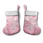 Aotearoa Maori Koru Curves Christmas Stocking Silver Ferns - Rose Pink
