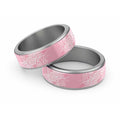 Aotearoa Maori Koru Curves Classic Ring Silver Ferns - Rose Pink