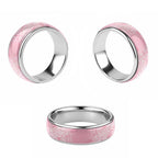 Aotearoa Maori Koru Curves Classic Ring Silver Ferns - Rose Pink