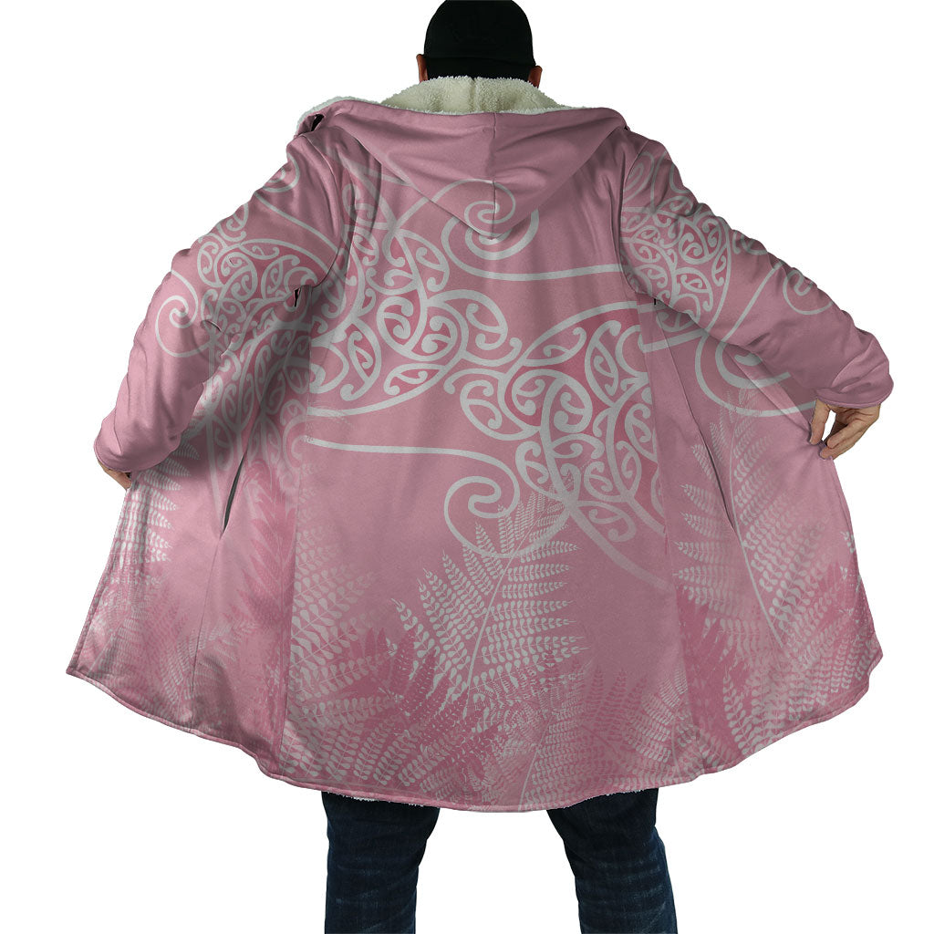 Aotearoa Maori Koru Curves Cloak Silver Ferns - Rose Pink