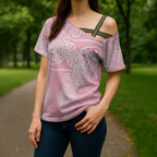 Aotearoa Maori Koru Curves Cross Shoulder Shirt Silver Ferns - Rose Pink
