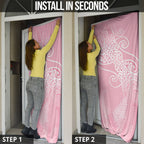 Aotearoa Maori Koru Curves Door Cover Silver Ferns - Rose Pink