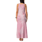 Aotearoa Maori Koru Curves Family Matching Tank Maxi Dress and Hawaiian Shirt Silver Ferns - Rose Pink