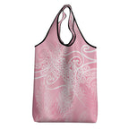 Aotearoa Maori Koru Curves Grocery Bag Silver Ferns - Rose Pink