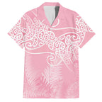 Aotearoa Maori Koru Curves Hawaiian Shirt Silver Ferns - Rose Pink