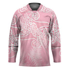 Aotearoa Maori Koru Curves Hockey Jersey Silver Ferns - Rose Pink