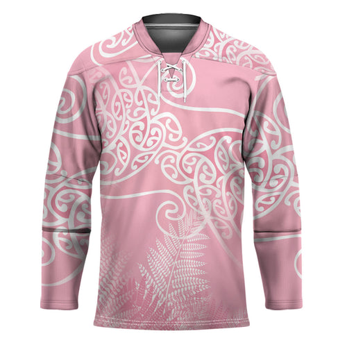 Aotearoa Maori Koru Curves Hockey Jersey Silver Ferns - Rose Pink