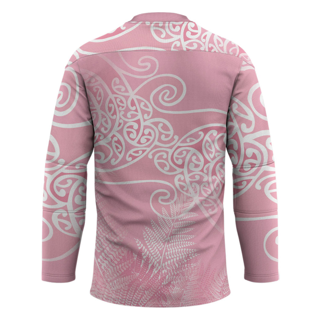 Aotearoa Maori Koru Curves Hockey Jersey Silver Ferns - Rose Pink