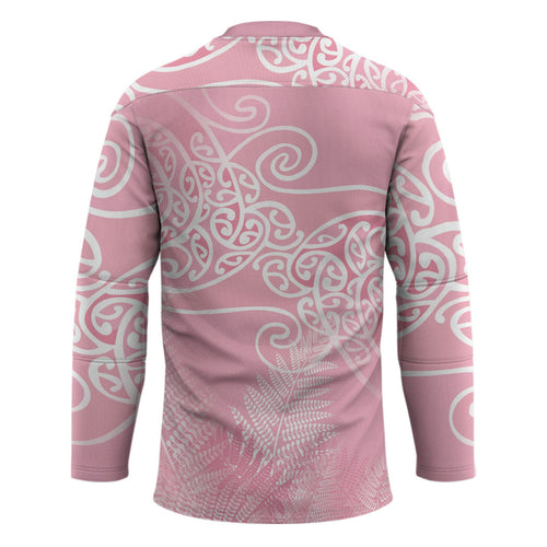 Aotearoa Maori Koru Curves Hockey Jersey Silver Ferns - Rose Pink
