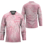 Aotearoa Maori Koru Curves Hockey Jersey Silver Ferns - Rose Pink