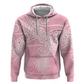 Aotearoa Maori Koru Curves Hoodie Silver Ferns - Rose Pink
