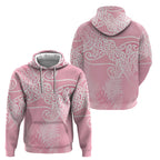 Aotearoa Maori Koru Curves Hoodie Silver Ferns - Rose Pink