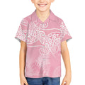 Aotearoa Maori Koru Curves Kid Hawaiian Shirt Silver Ferns - Rose Pink