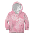 Aotearoa Maori Koru Curves Kid Hoodie Silver Ferns - Rose Pink