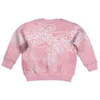 Aotearoa Maori Koru Curves Kid Ugly Christmas Sweater Silver Ferns - Rose Pink