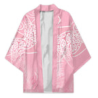 Aotearoa Maori Koru Curves Kimono Silver Ferns - Rose Pink