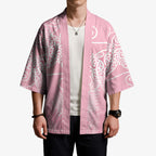 Aotearoa Maori Koru Curves Kimono Silver Ferns - Rose Pink
