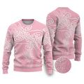 Aotearoa Maori Koru Curves Ugly Christmas Sweater Silver Ferns - Rose Pink