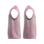 Aotearoa Maori Koru Curves Christmas Knitted V-Neck Vest Silver Ferns - Rose Pink