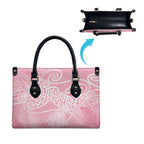 Aotearoa Maori Koru Curves Leather Bag Silver Ferns - Rose Pink