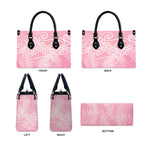 Aotearoa Maori Koru Curves Leather Bag Silver Ferns - Rose Pink