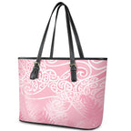 Aotearoa Maori Koru Curves Leather Tote Bag Silver Ferns - Rose Pink