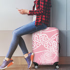 Aotearoa Maori Koru Curves Luggage Cover Silver Ferns - Rose Pink